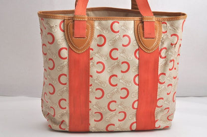 Celine C Macadam Carriage Shoulder Tote Bag Pvc Leather Beige 4483n