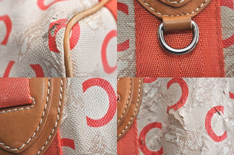 Celine C Macadam Carriage Shoulder Tote Bag Pvc Leather Beige 4483n