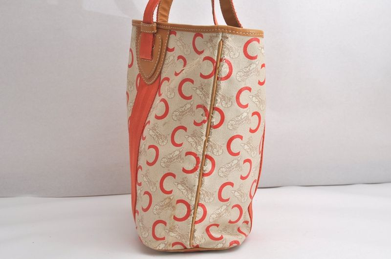 Celine C Macadam Carriage Shoulder Tote Bag Pvc Leather Beige 4483n