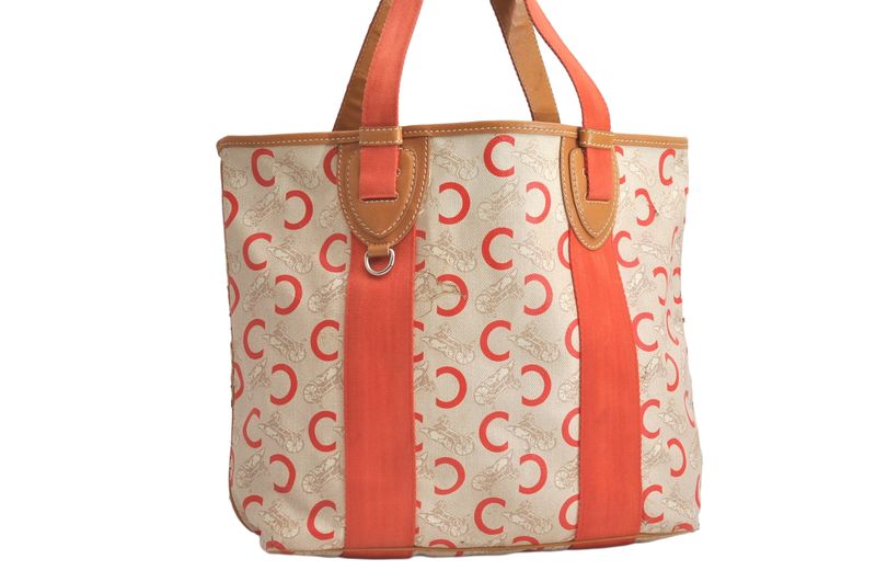 Celine C Macadam Carriage Shoulder Tote Bag Pvc Leather Beige 4483n