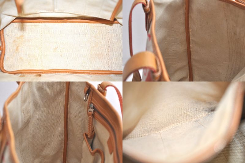 Celine C Macadam Carriage Shoulder Tote Bag Pvc Leather Beige 4483n