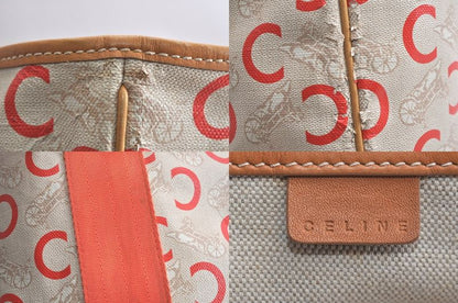Celine C Macadam Carriage Shoulder Tote Bag Pvc Leather Beige 4483n