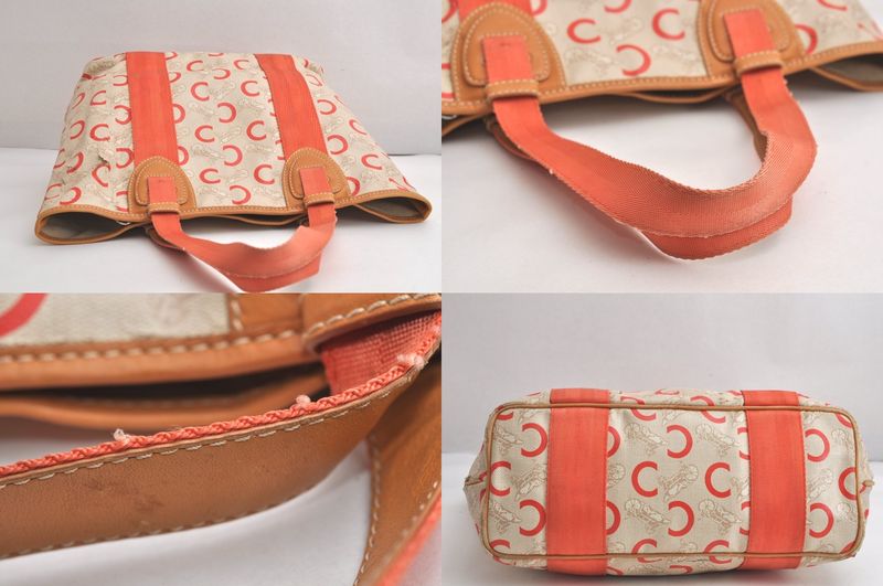 Celine C Macadam Carriage Shoulder Tote Bag Pvc Leather Beige 4483n