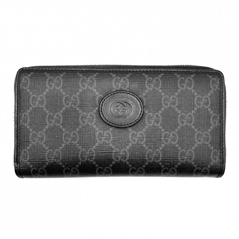 Gucci Men's GG Supreme Zip Around Long Wallet Interlocking G Round Zipper Gucci