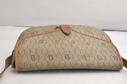 Christian DIOR Honeycomb Pattern Shoulder Cross Bag Pvc Leather Beige 4505n