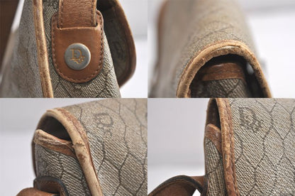 Christian DIOR Honeycomb Pattern Shoulder Cross Bag Pvc Leather Beige 4505n