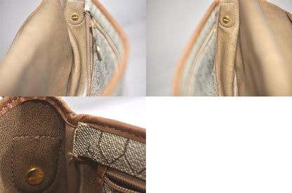 Christian DIOR Honeycomb Pattern Shoulder Cross Bag Pvc Leather Beige 4505n