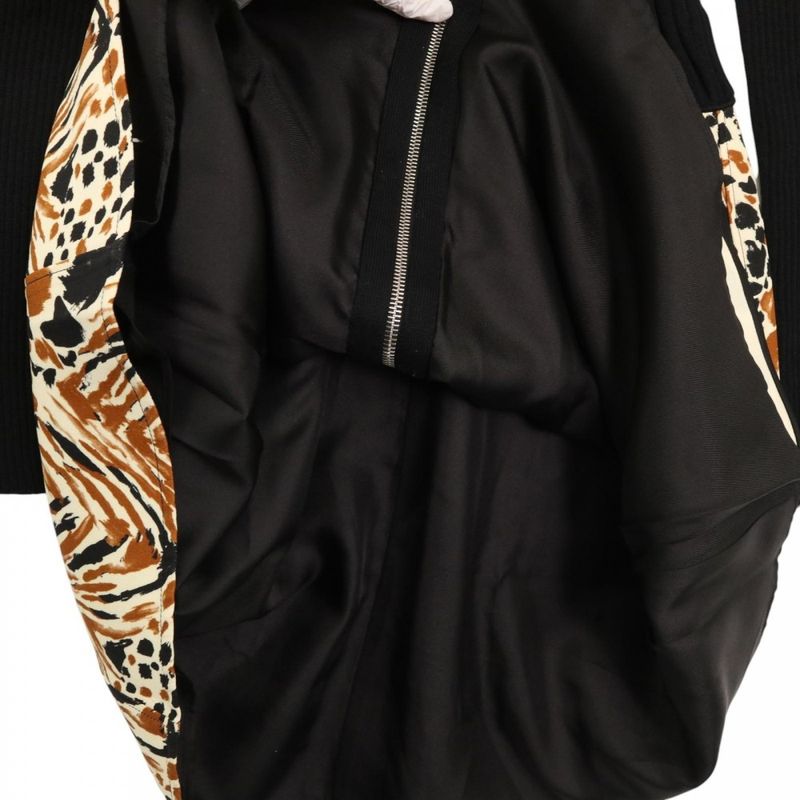 Louis Vuitton Dress Women's Animal Pattern Front Zip Knit Dress Long Sleeve