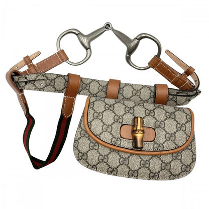 Gucci Waist Bag Men's Bamboo Body Bag Waist Pouch Bag Gucci 681137 GG Supreme