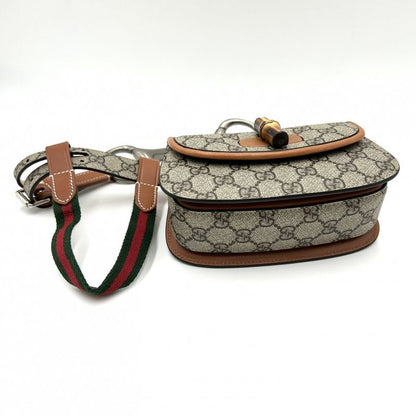 Gucci Waist Bag Men's Bamboo Body Bag Waist Pouch Bag Gucci 681137 GG Supreme