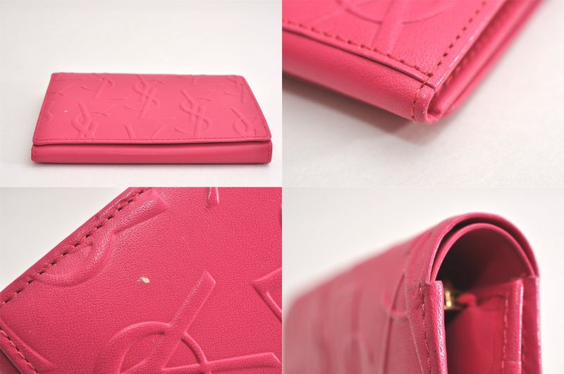 YVES Saint Laurent Yves Saint Laurent Vintage Bifold Wallet Purse Leather Pink
