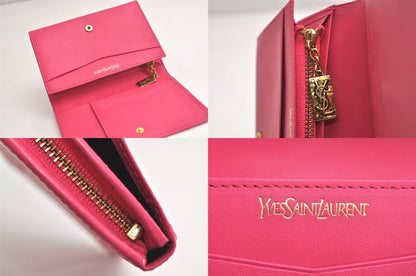 YVES Saint Laurent Yves Saint Laurent Vintage Bifold Wallet Purse Leather Pink