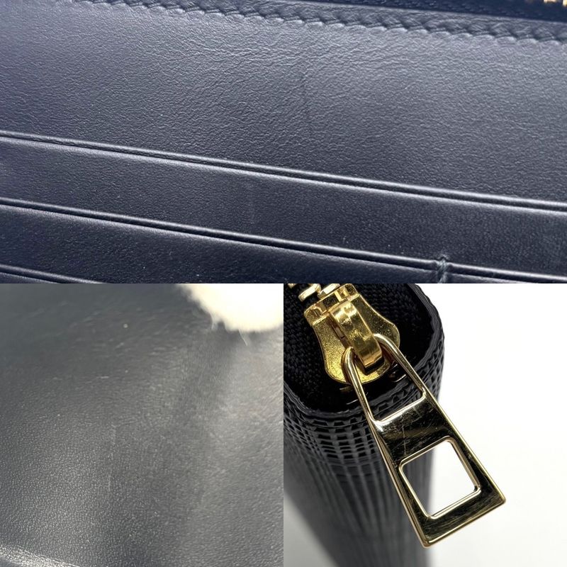 Loewe Long Wallet Women's Anagram Long Wallet Round Zipper Loewe Leather Black