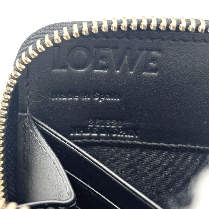 Loewe Long Wallet Women's Anagram Long Wallet Round Zipper Loewe Leather Black