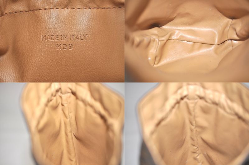 Celine Macadam Blazon Pattern Drawstring Shape Pouch Pvc Leather Brown 4531n