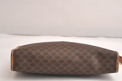 Celine Vintage Macadam Blazon Clutch Handbag Pvc Leather Brown 4532n