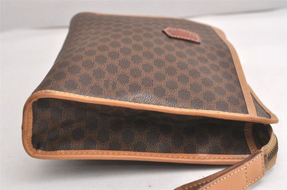 Celine Vintage Macadam Blazon Clutch Handbag Pvc Leather Brown 4532n