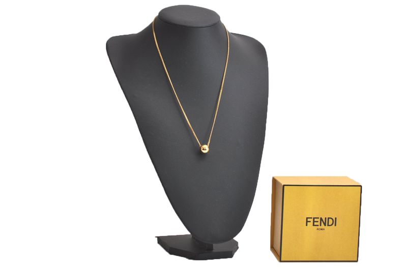 Fendi Pokemon Pokeball Gold Tone Chain Pendant Necklace Box 4537n