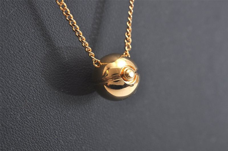 Fendi Pokemon Pokeball Gold Tone Chain Pendant Necklace Box 4537n