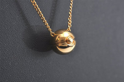 Fendi Pokemon Pokeball Gold Tone Chain Pendant Necklace Box 4537n