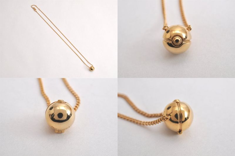 Fendi Pokemon Pokeball Gold Tone Chain Pendant Necklace Box 4537n