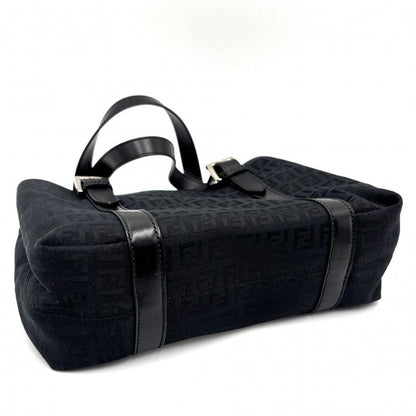 Fendi Handbag Women's Zucchino Tote Bag Fendi 8bh237 Canvas Leather Black Gold