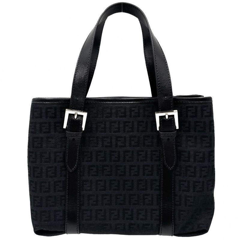 Fendi Handbag Women's Zucchino Tote Bag Fendi 8bh237 Canvas Leather Black Gold