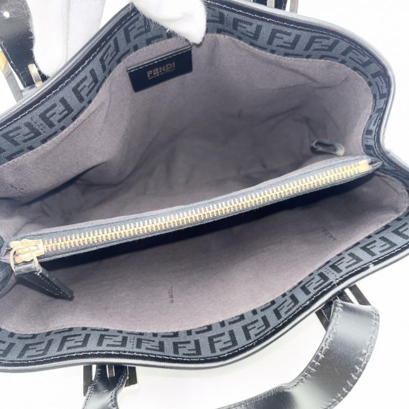 Fendi Handbag Women's Zucchino Tote Bag Fendi 8bh237 Canvas Leather Black Gold