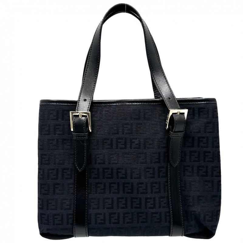 Fendi Handbag Women's Zucchino Tote Bag Fendi 8bh237 Canvas Leather Black Gold