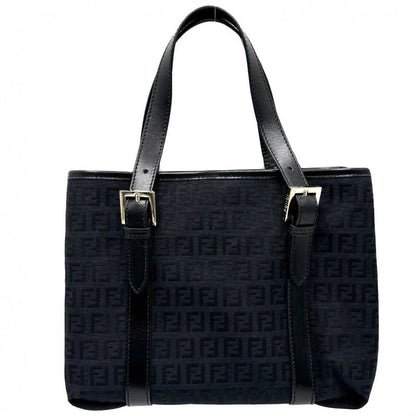 Fendi Handbag Women's Zucchino Tote Bag Fendi 8bh237 Canvas Leather Black Gold