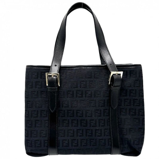 Fendi Handbag Women's Zucchino Tote Bag Fendi 8bh237 Canvas Leather Black Gold
