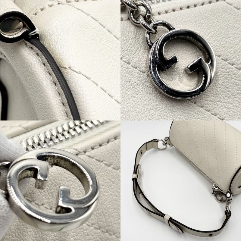 Gucci Handbag Women Blondi Mini Shoulder Bag Gucci 760170 Leather White Silver