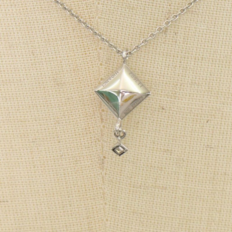 Hermes Necklace Women's Medallion Pendant Jewelry With Adjuster 18k Gold 750wg