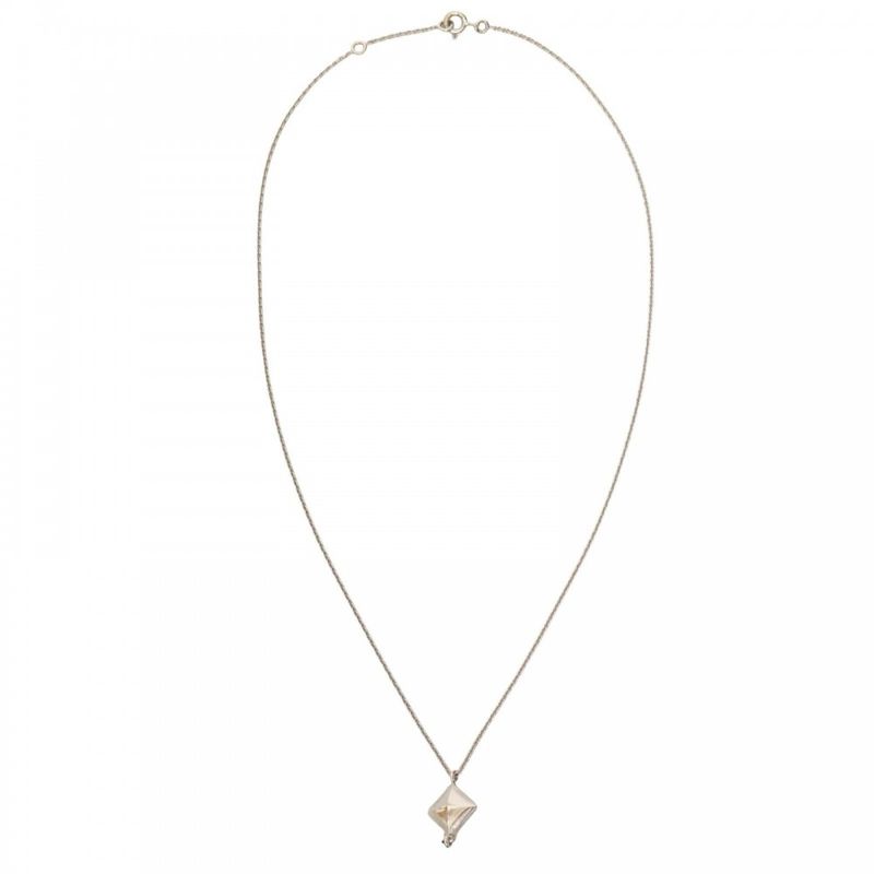 Hermes Necklace Women's Medallion Pendant Jewelry With Adjuster 18k Gold 750wg