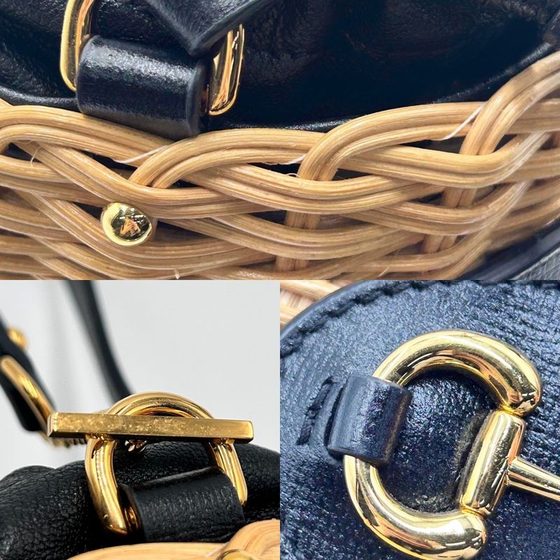 Gucci Handbag Women's Horsebit 1955 Bucket Bag Gucci 649852 Leather Wicker