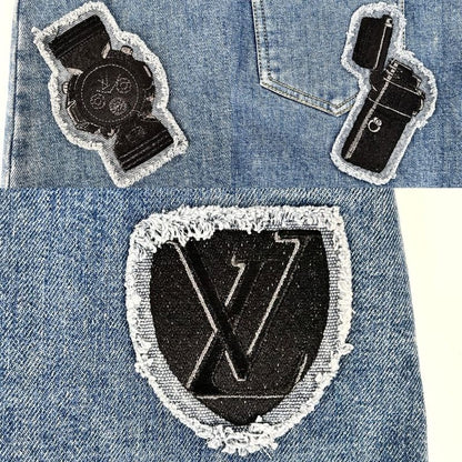 Louis Vuitton Skirt Women's Monogram Embroidery Wappen Mini Skirt Bottoms Denim