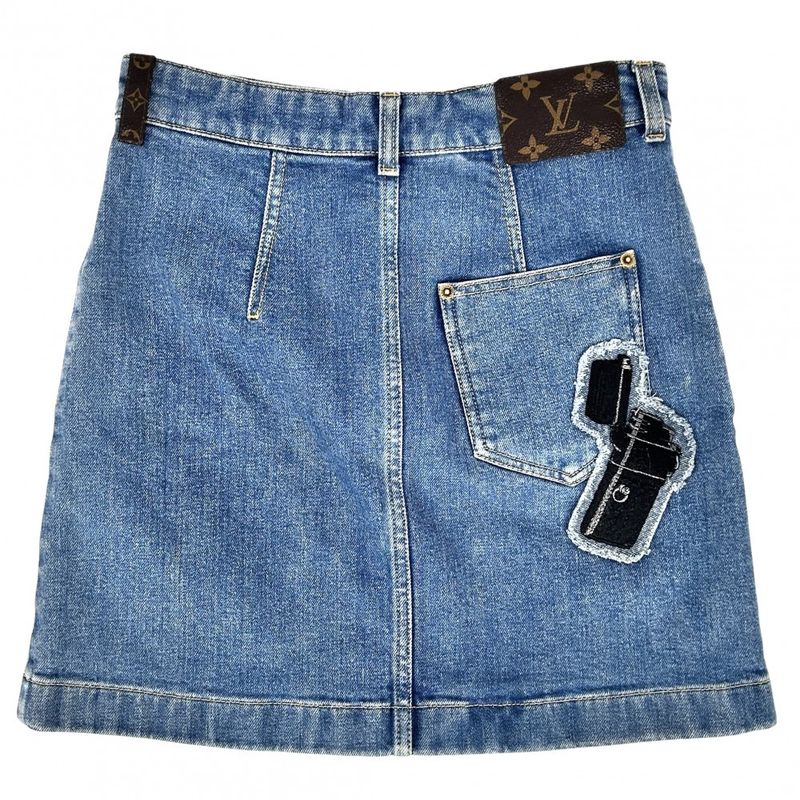 Louis Vuitton Skirt Women's Monogram Embroidery Wappen Mini Skirt Bottoms Denim