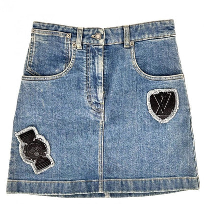Louis Vuitton Skirt Women's Monogram Embroidery Wappen Mini Skirt Bottoms Denim