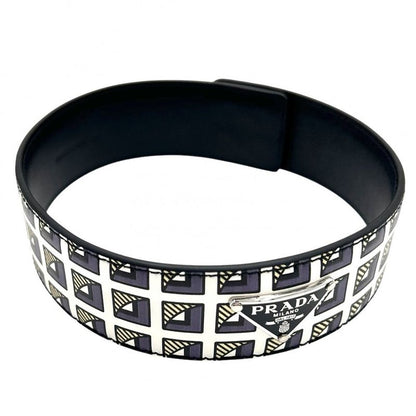 Prada Choker Women Triangle Logo Accessories Prada Leather 2ic046 Black White