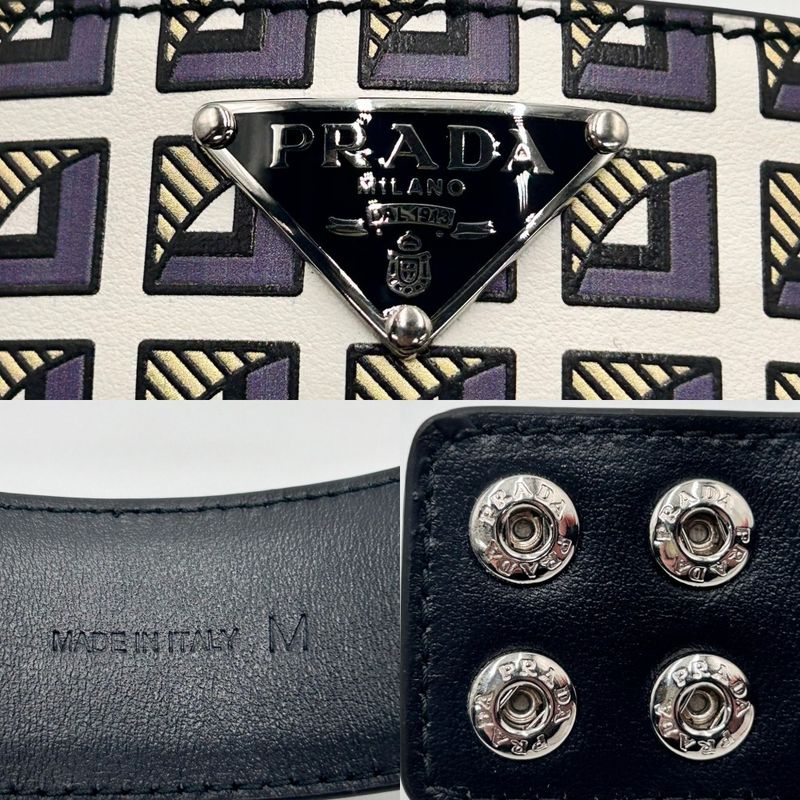 Prada Choker Women Triangle Logo Accessories Prada Leather 2ic046 Black White