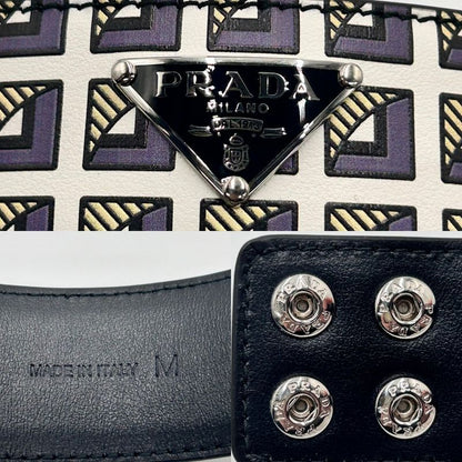 Prada Choker Women Triangle Logo Accessories Prada Leather 2ic046 Black White