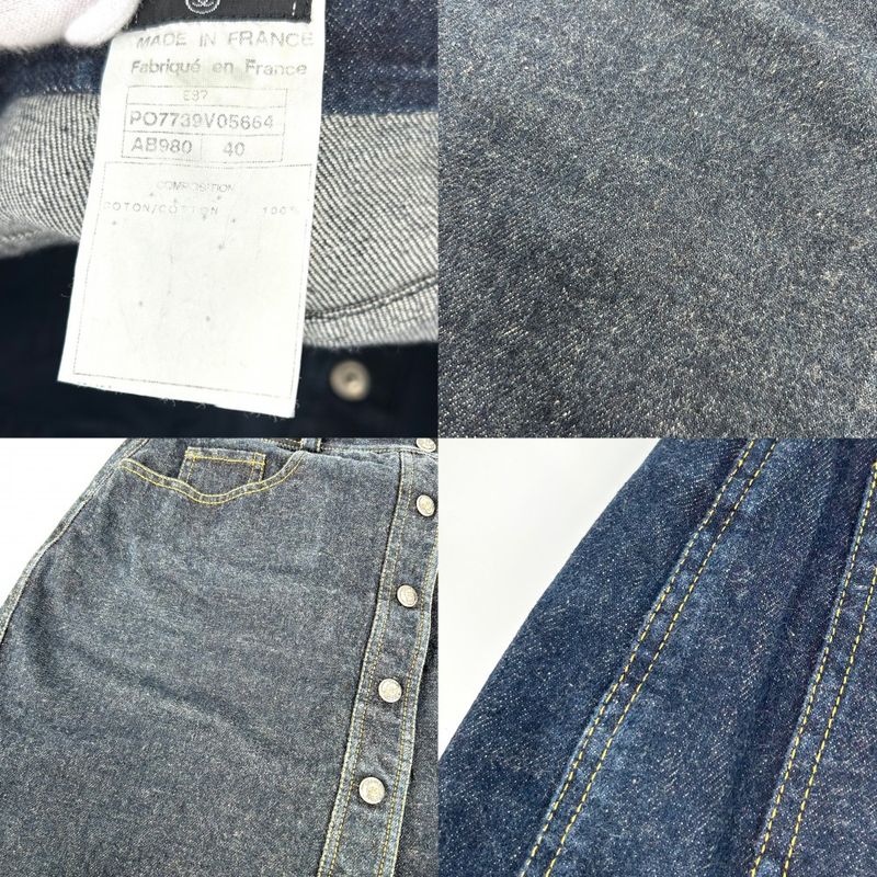 Chanel Skirt Women's Denim Mini Skirt Coco Button Bottoms Vintage Coco Mark