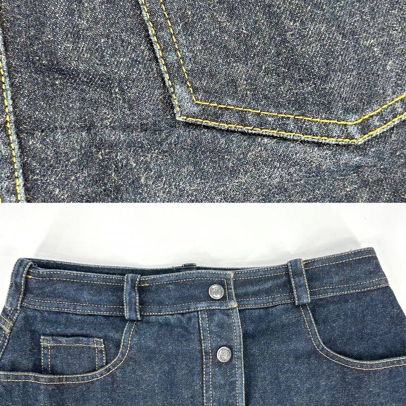 Chanel Skirt Women's Denim Mini Skirt Coco Button Bottoms Vintage Coco Mark