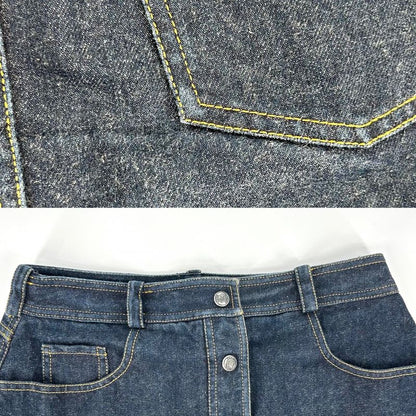 Chanel Skirt Women's Denim Mini Skirt Coco Button Bottoms Vintage Coco Mark