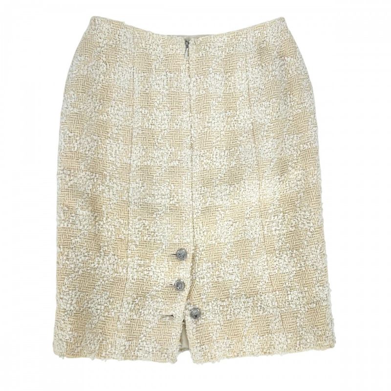 Chanel Skirt Women's Tweed Coco Button Bottoms Vintage Coco Mark Apparel