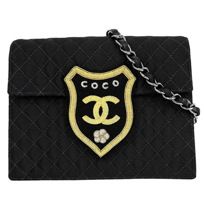 Chanel Shoulder Bag Women Matelasse Emblem Patch Coco Mark Chain Shoulder