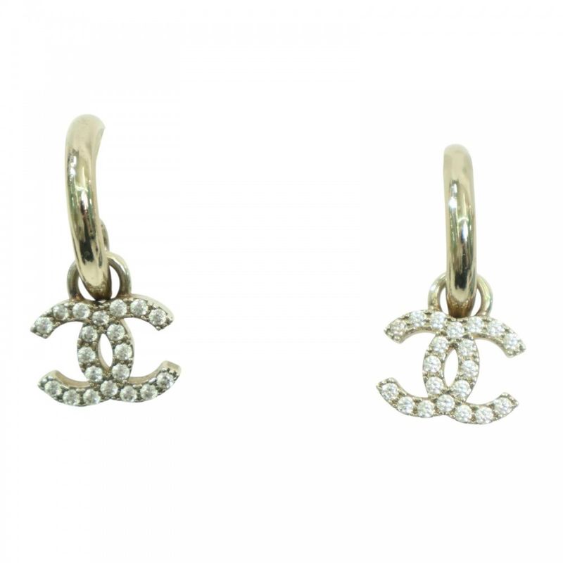 Chanel Earrings Women's Hoop Coco Mark Accessories Swing Coco Chanel Rhinestone