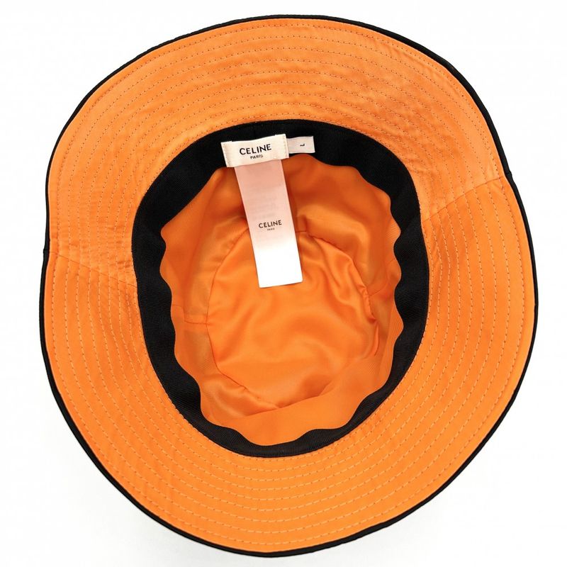 Celine Hat Men's Quilted Bucket Hat Nylon Twill Logo Print Fashion Item L Size