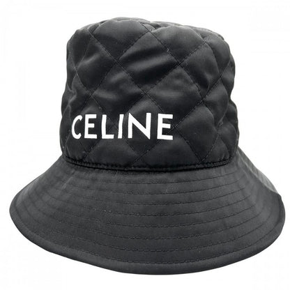 Celine Hat Men's Quilted Bucket Hat Nylon Twill Logo Print Fashion Item L Size