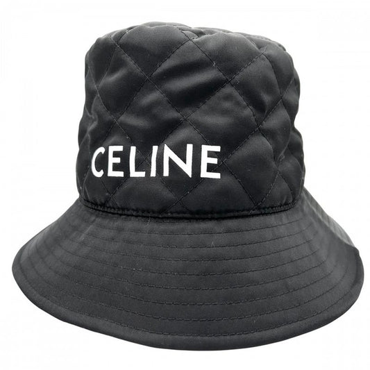 Celine Hat Men's Quilted Bucket Hat Nylon Twill Logo Print Fashion Item L Size